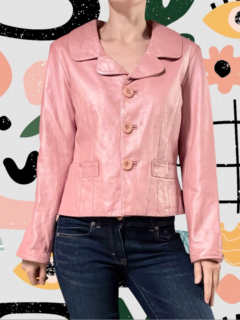 Sharon Young | Vintage Y2K Metallic Pink Genuine Leather Jacket